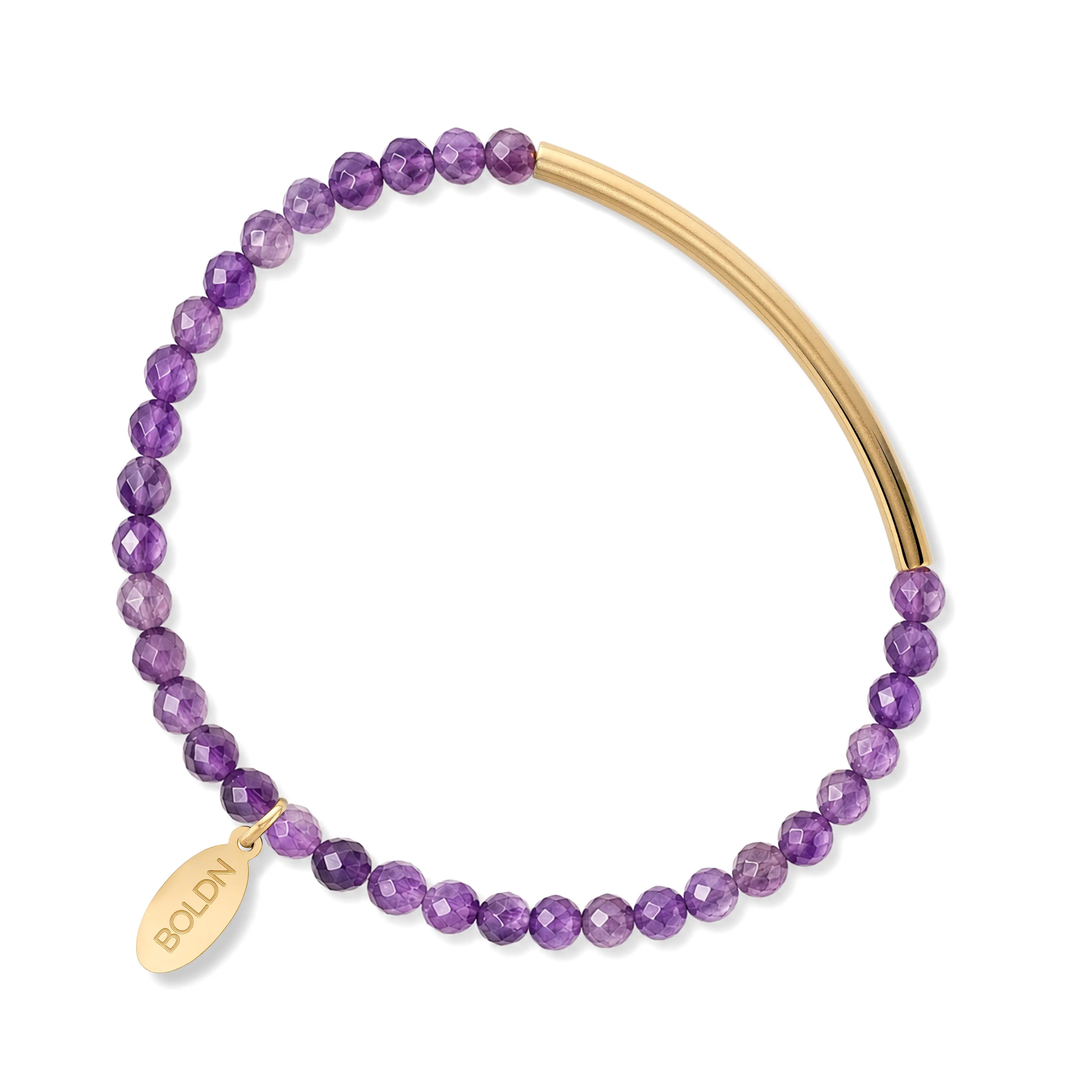 Amethyst Bracelet 4mm (Gold)