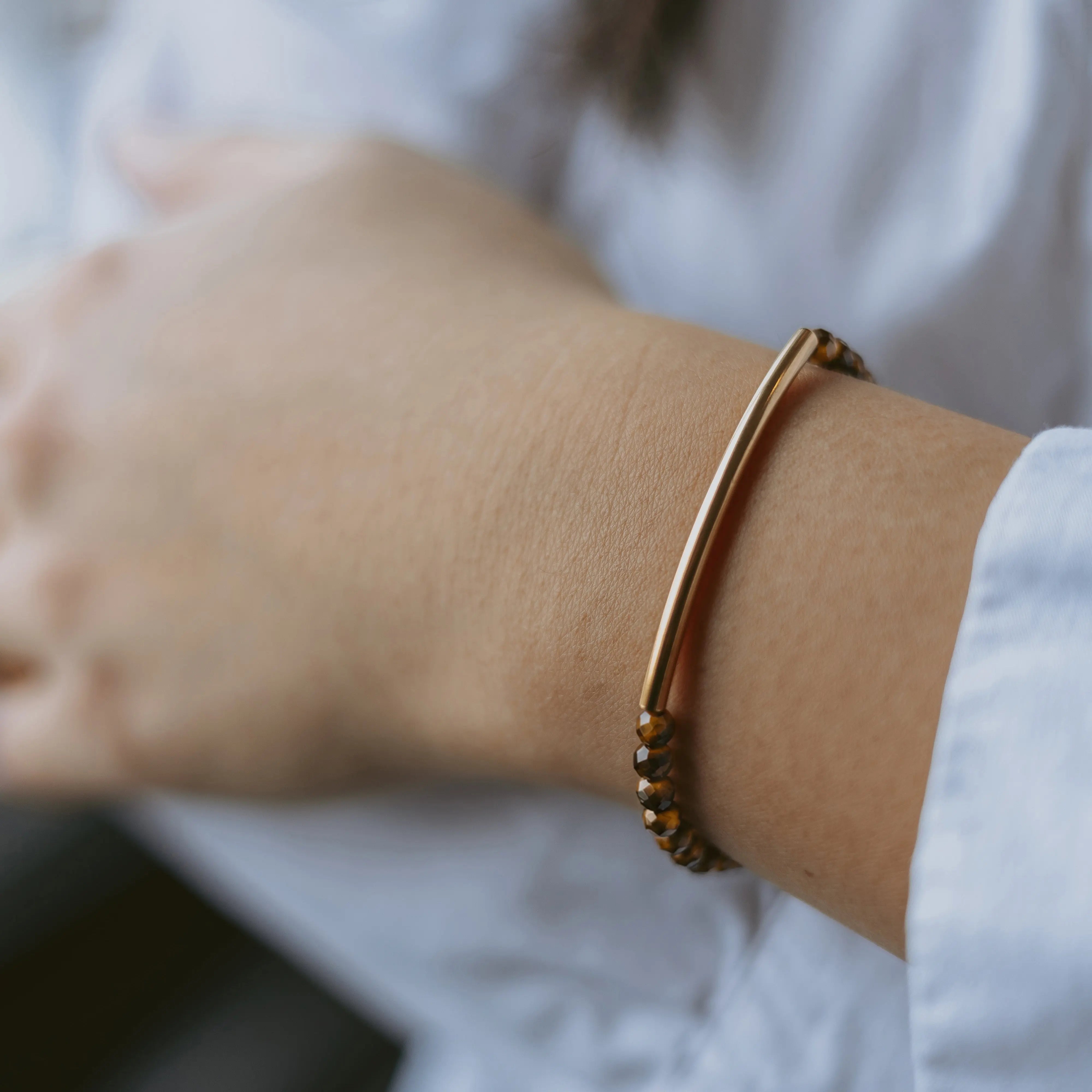 Tiger Eye Bracelet 4mm (Gold)