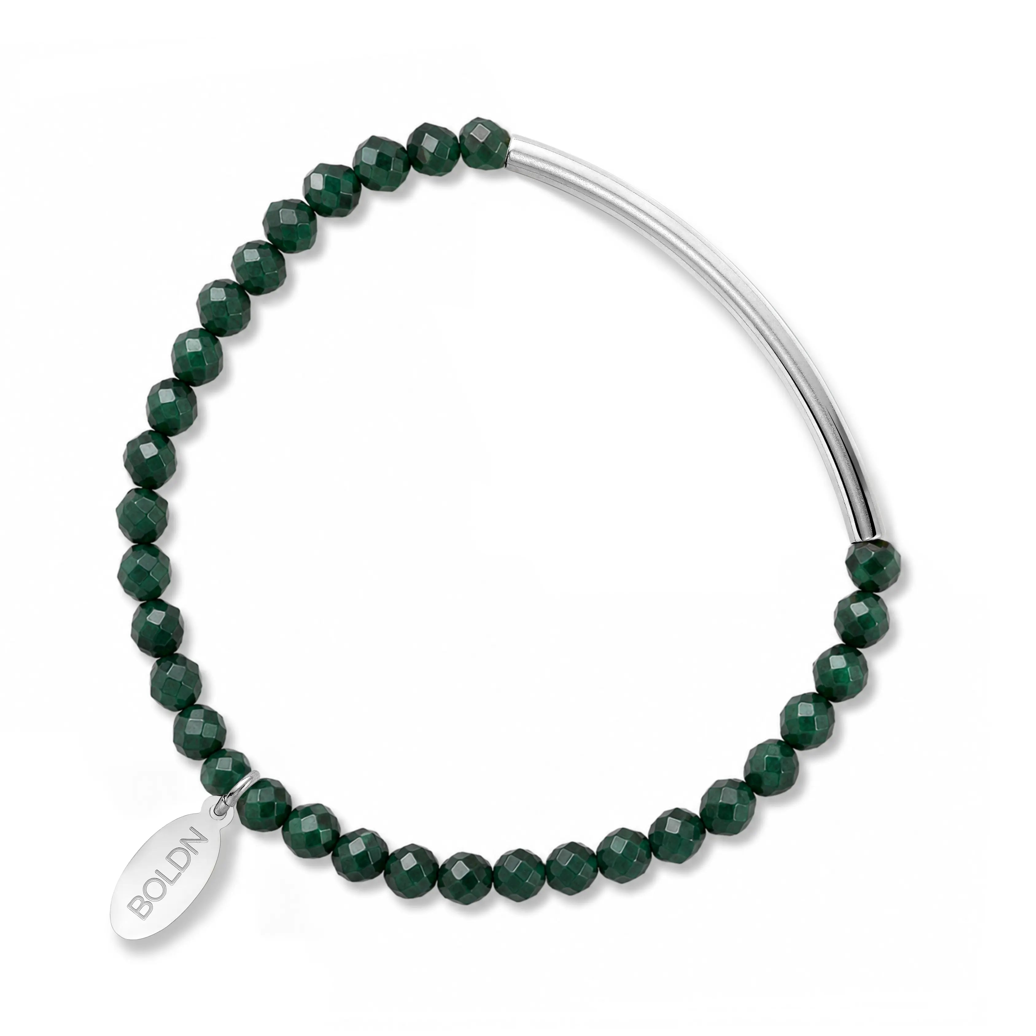 Green Chalcedony Jade Bracelet 4mm (Silver)