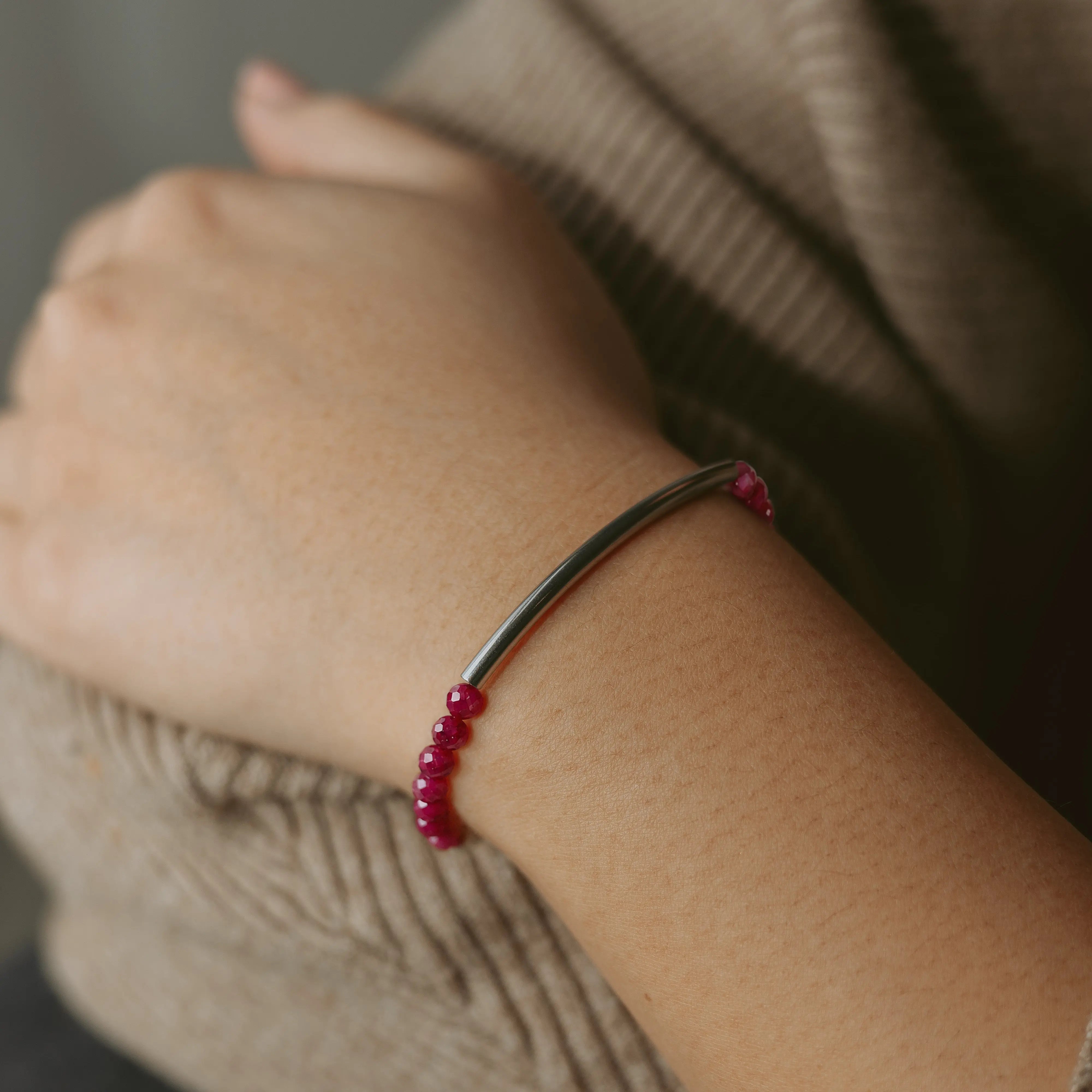 Lab-Grown Ruby Bracelet 4mm (Silver)