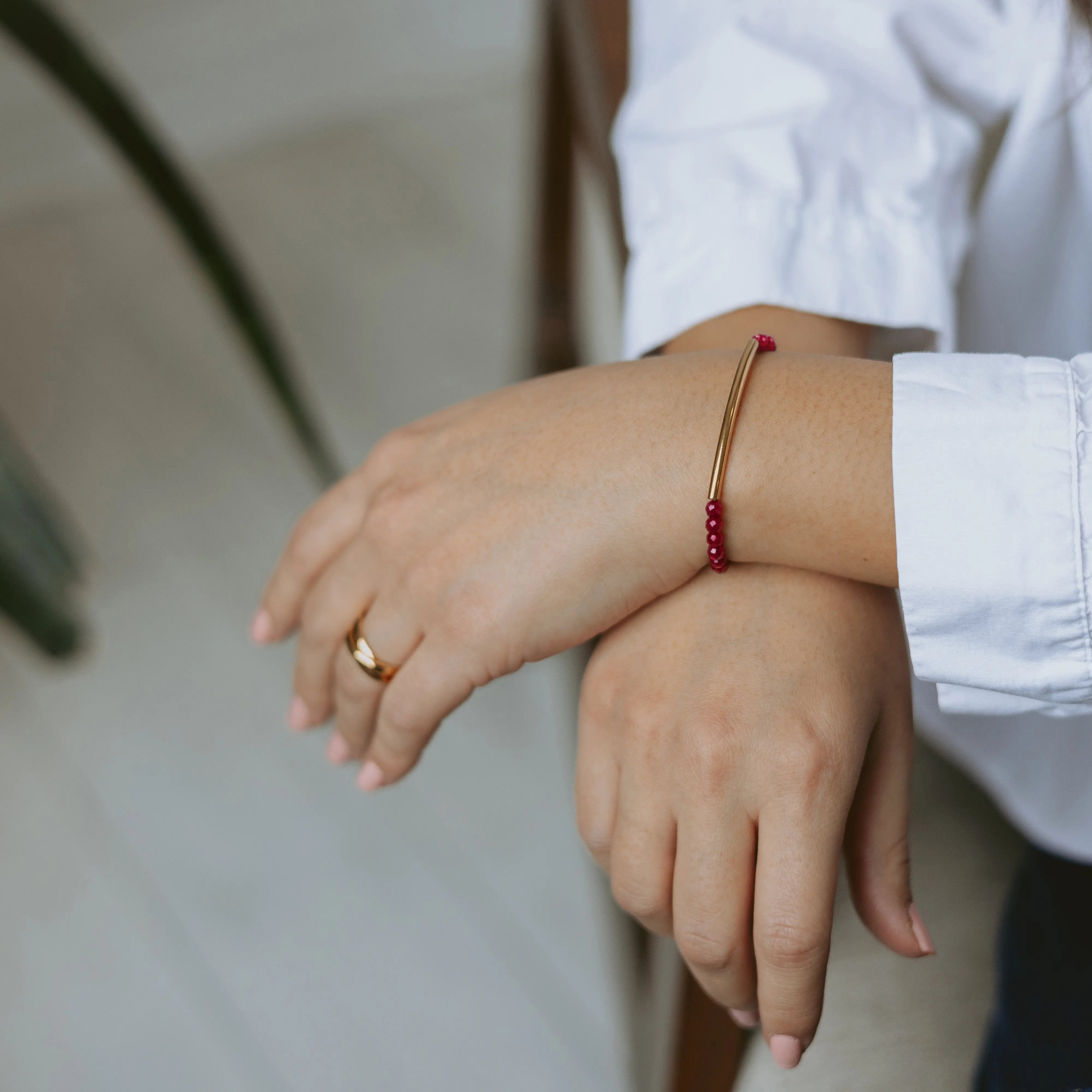Lab-Grown Ruby Bracelet 4mm (Gold)