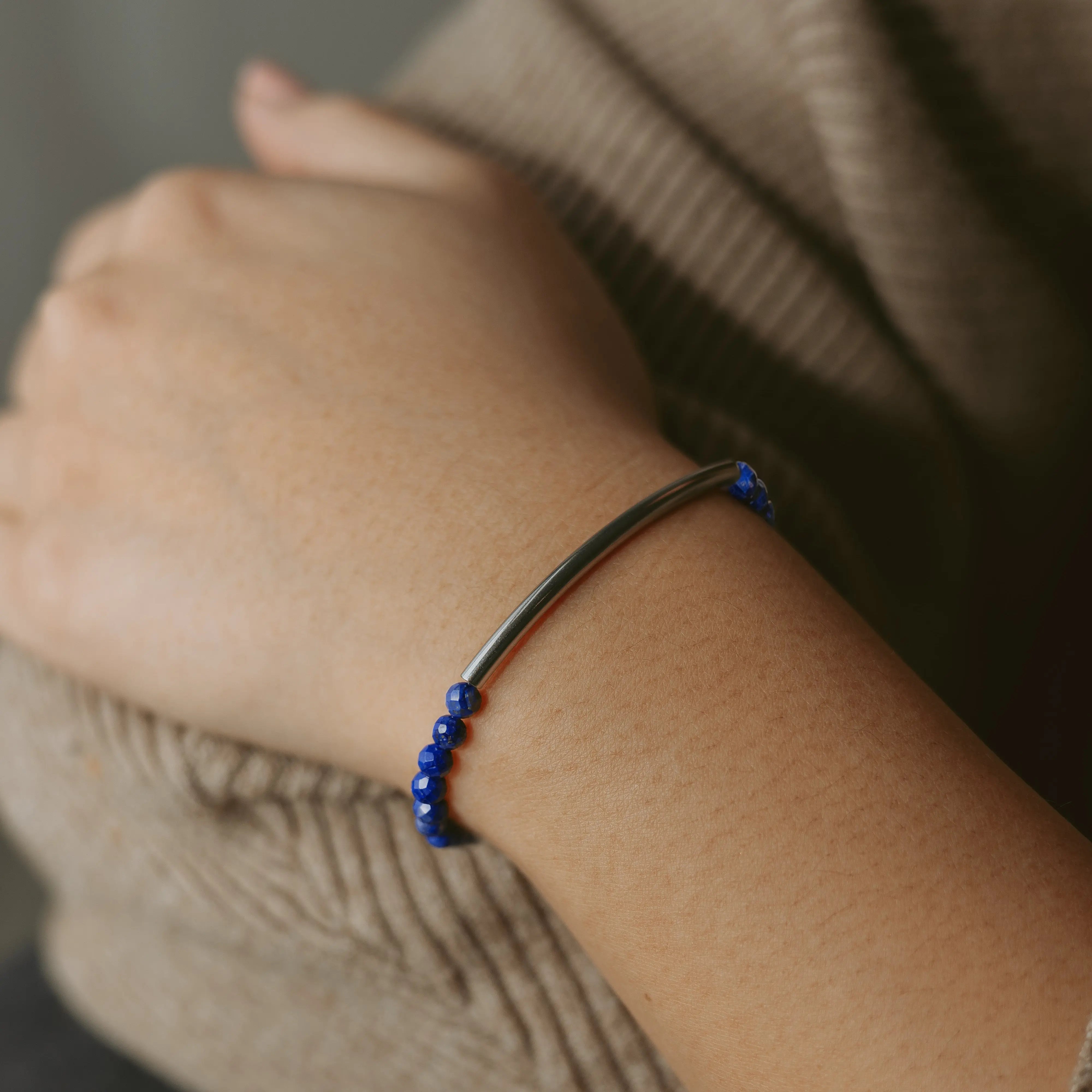Lapis Lazuli Bracelet 4mm (Silver)