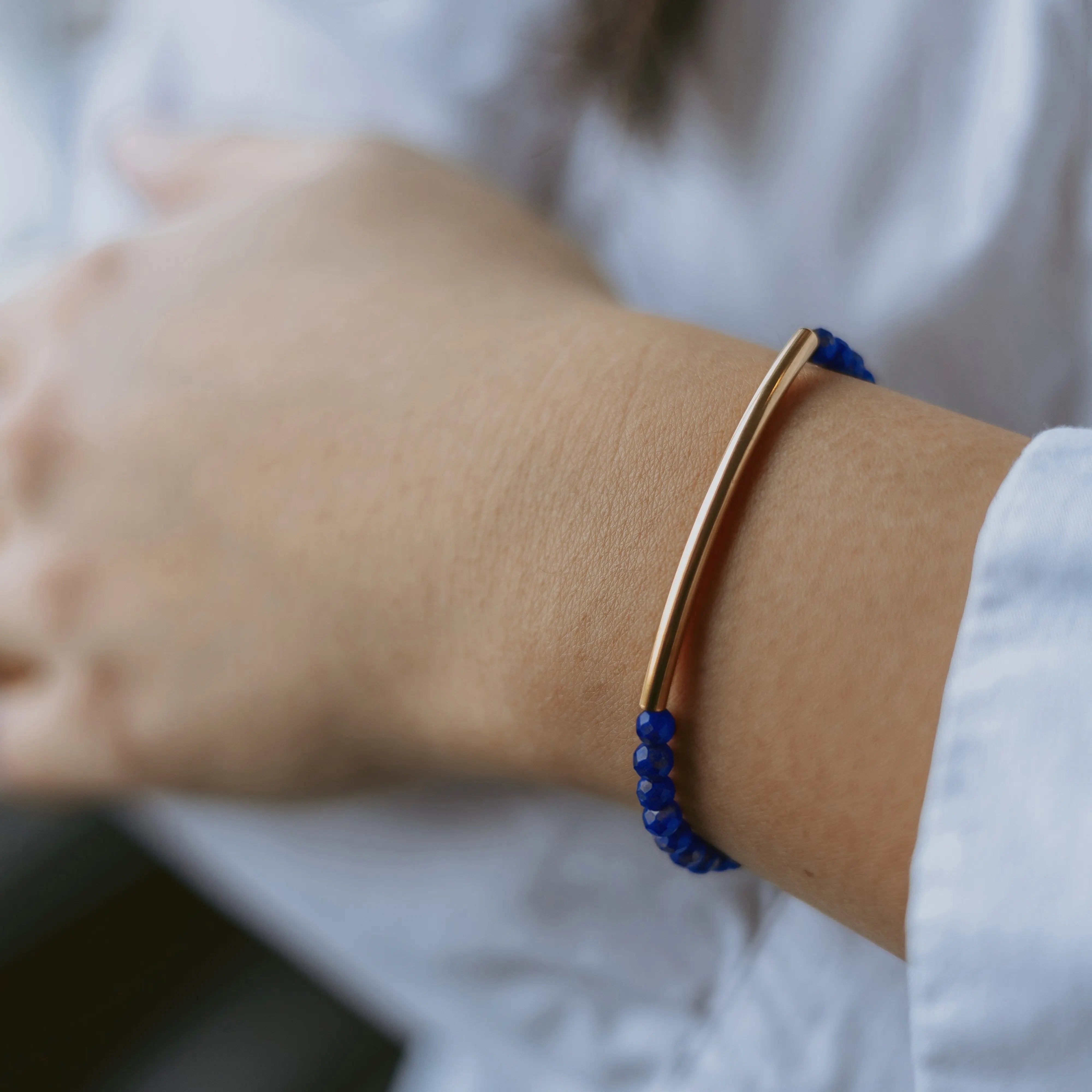 Lapis Lazuli Bracelet 4mm (Gold)