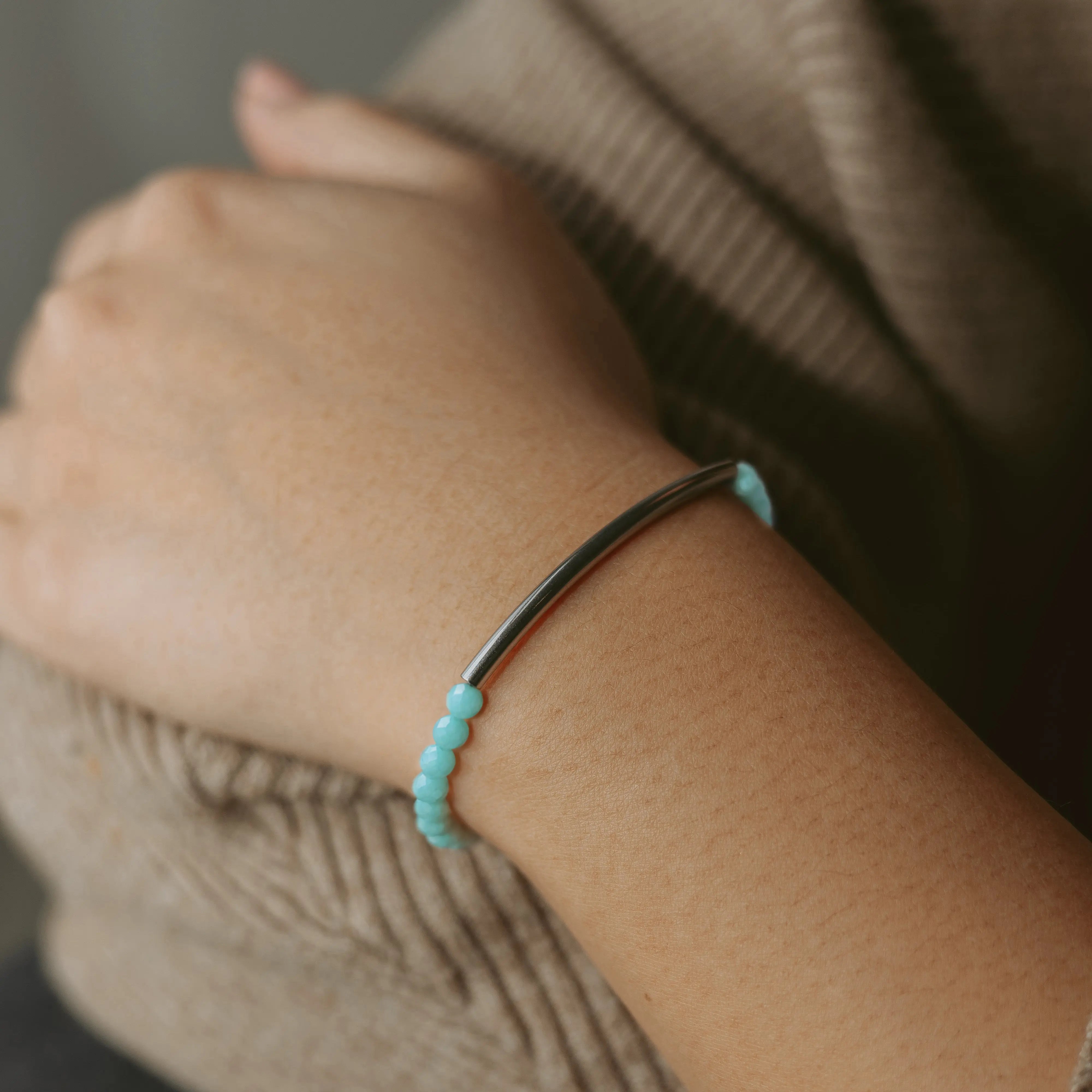 Amazonite Bracelet 4mm (Silver)
