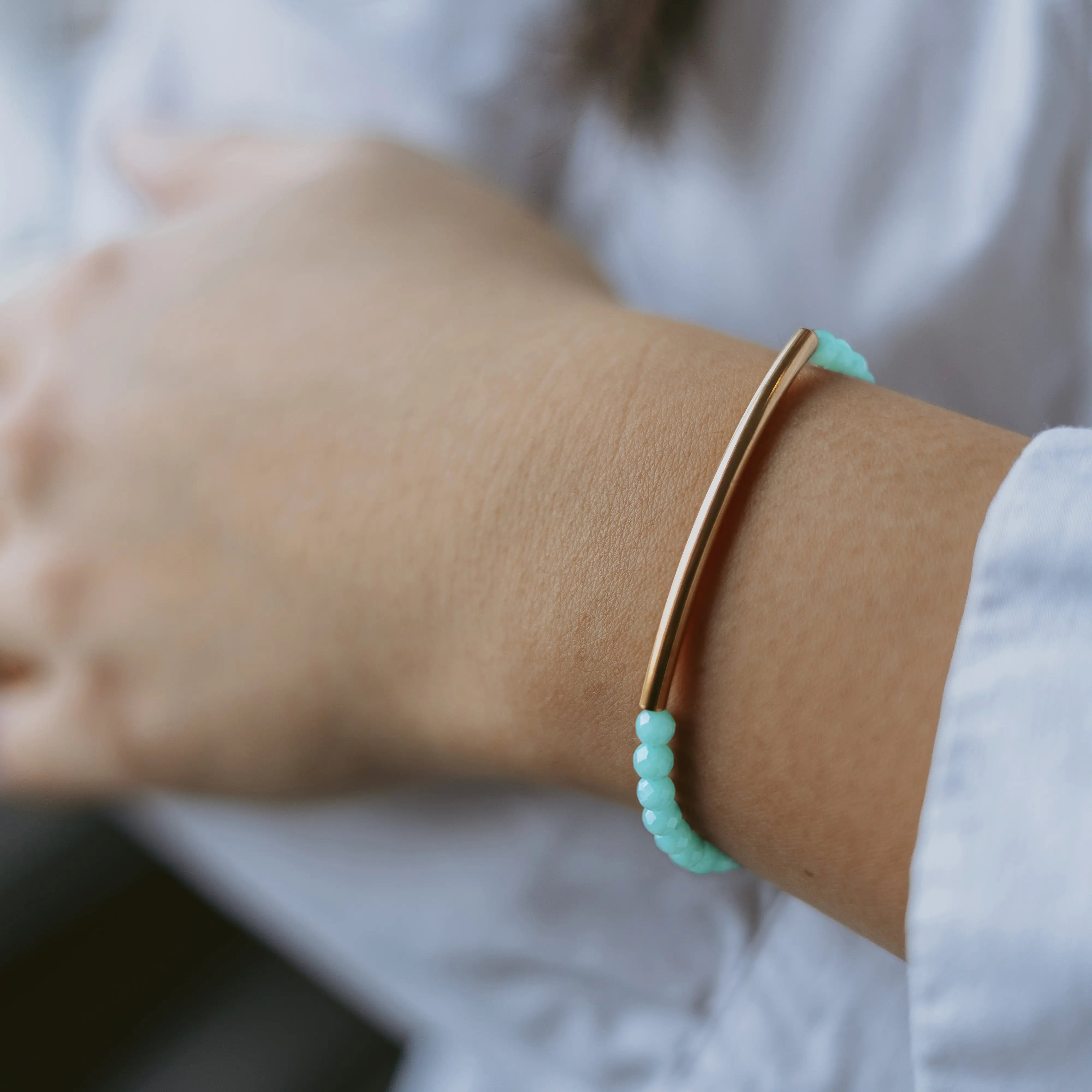 Amazonite Bracelet 4mm (Gold)
