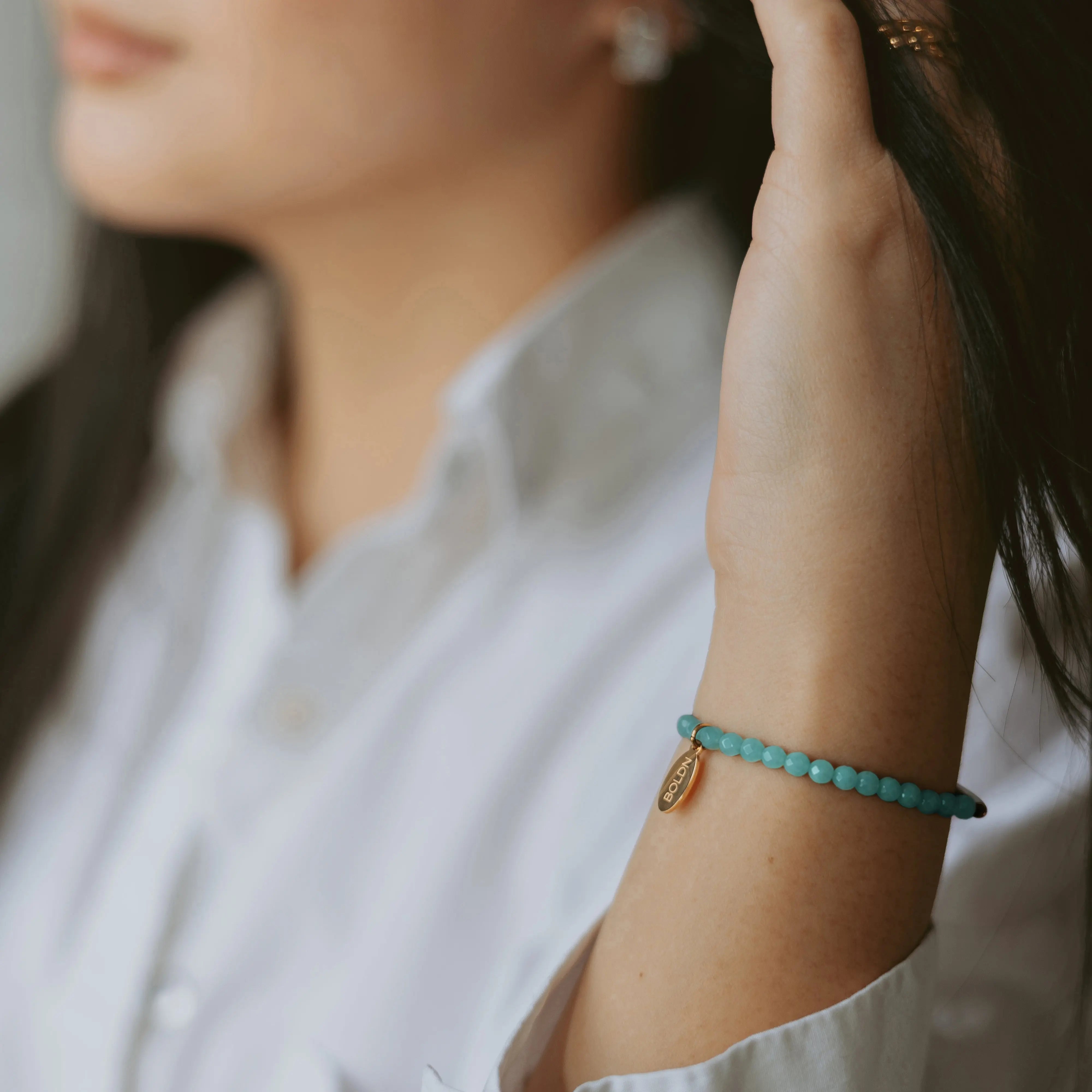 Amazonite Bracelet 4mm (Gold)