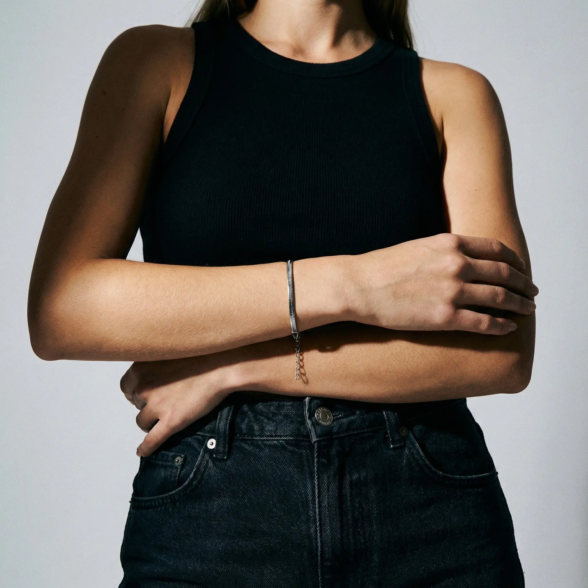 Flat Snake Bracelet (Silver)