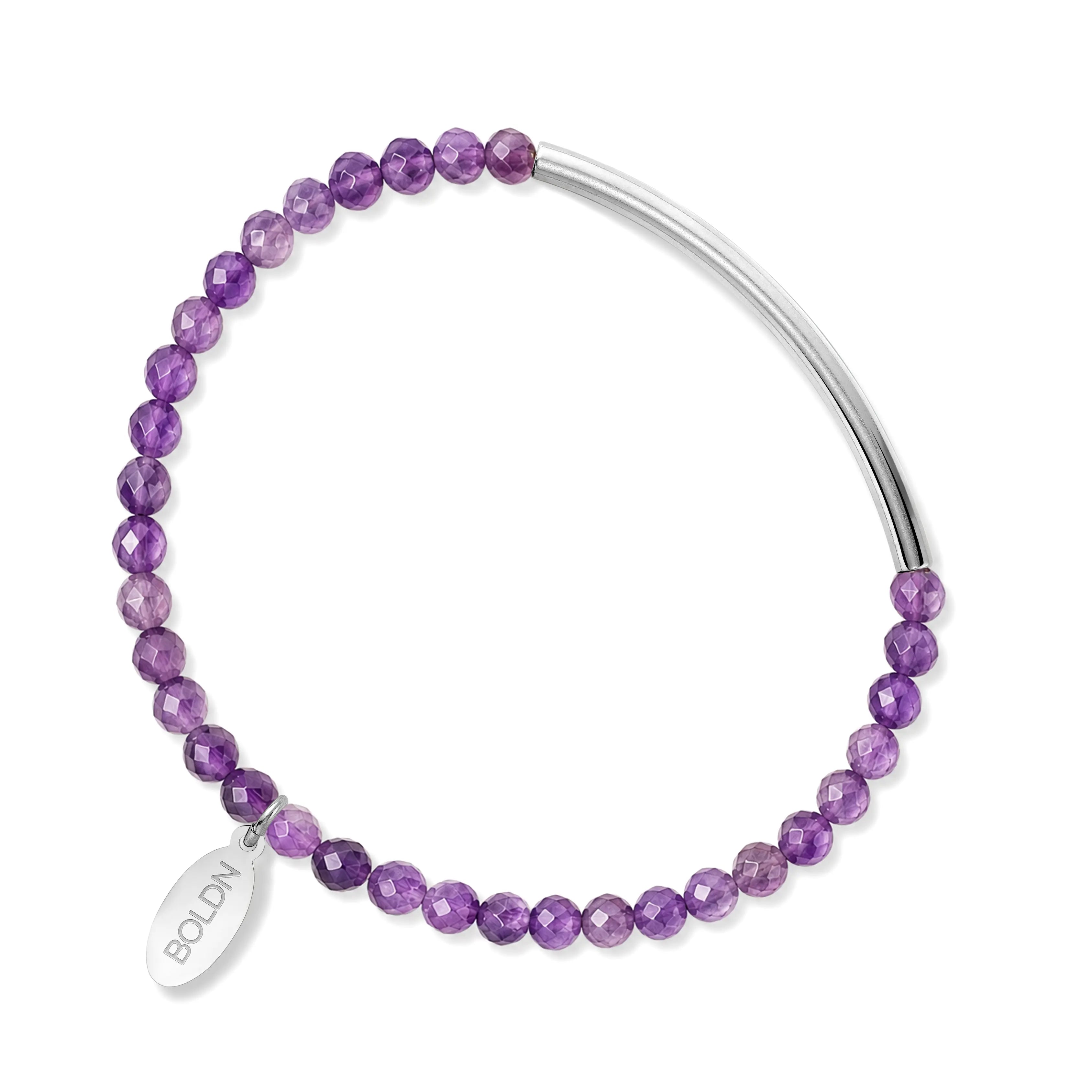 Amethyst Bracelet 4mm (Silver)
