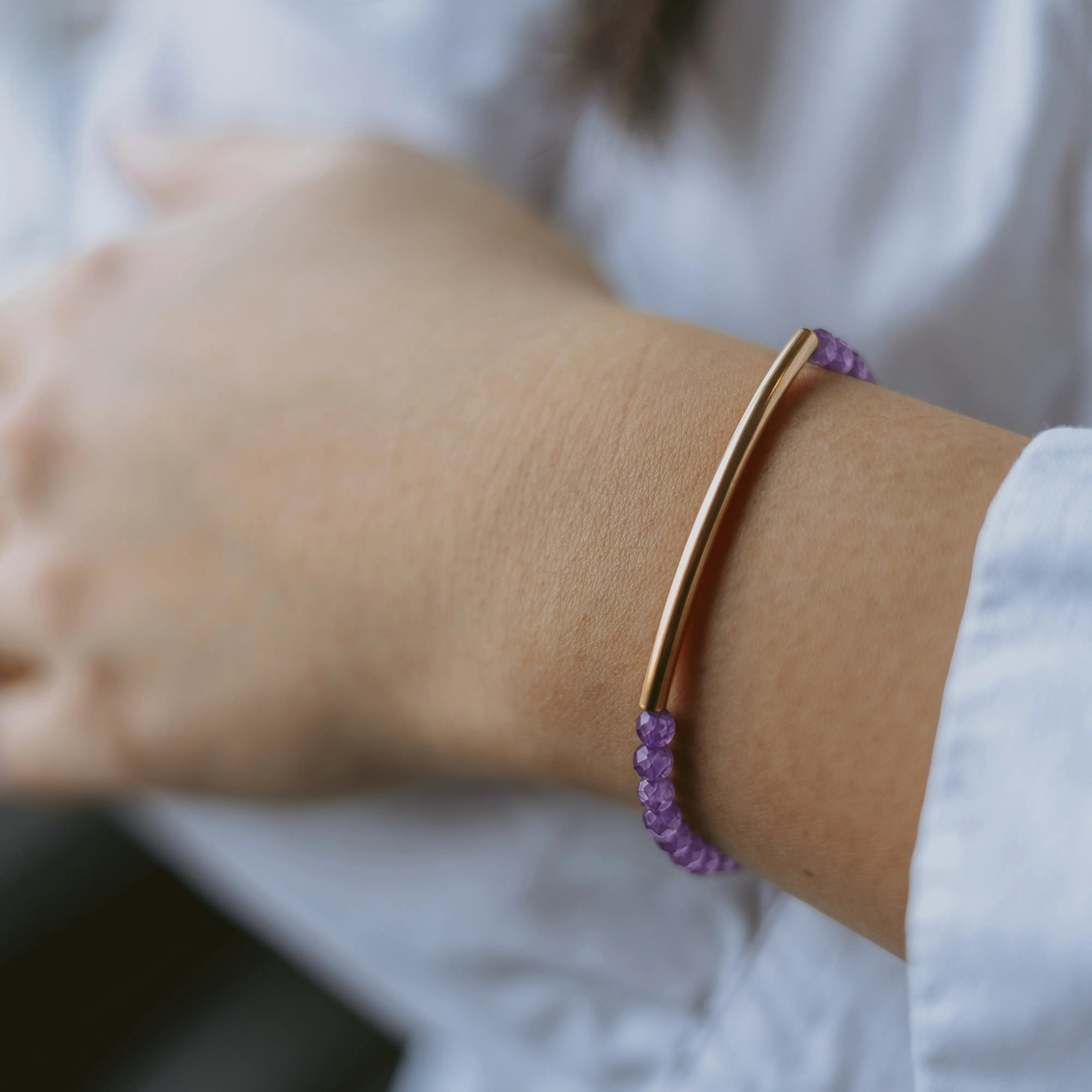 Amethyst Bracelet 4mm (Gold)