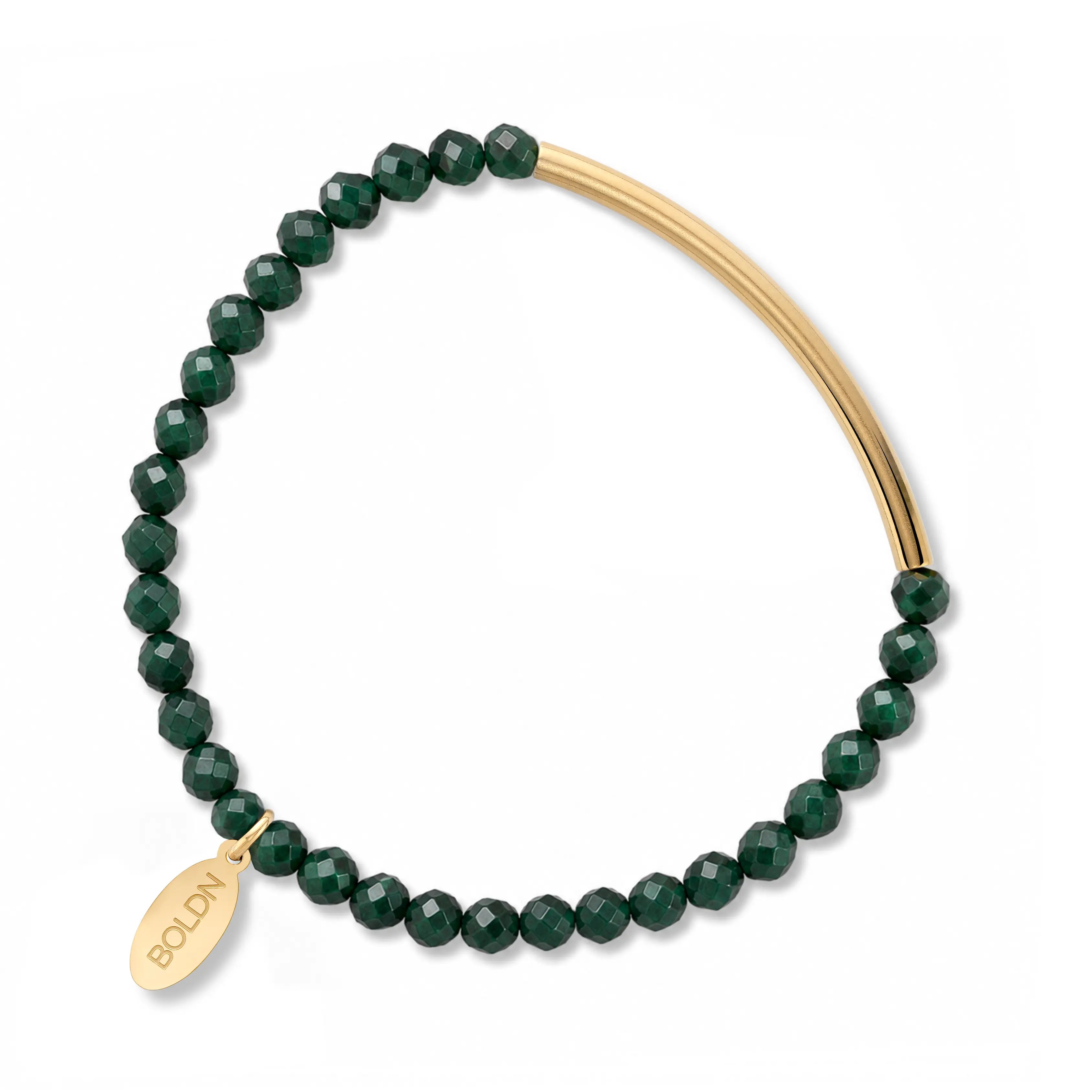 Green Chalcedony Jade Bracelet 4mm (Gold)